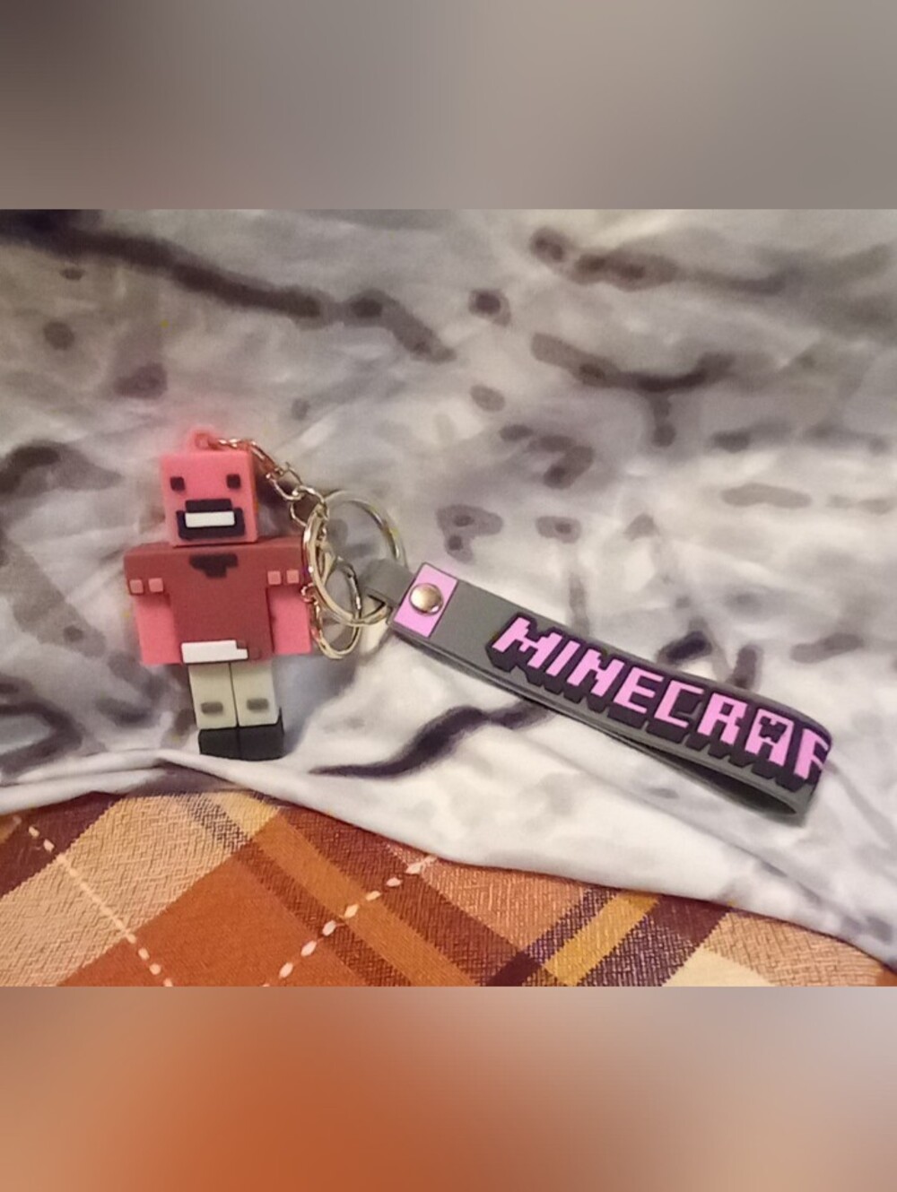 Minecraft Figure Keychain with Matching Strap